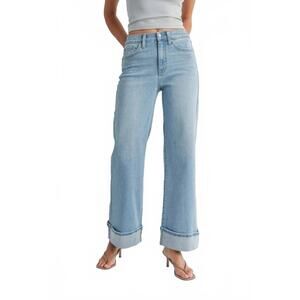 NEW JBD. high rise cuffed palazzo jeans in light denim